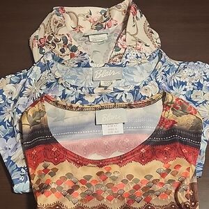 Blair XLG women's shirts #2 Bundle of 3 floral shirts 2 long sleeve 1 short